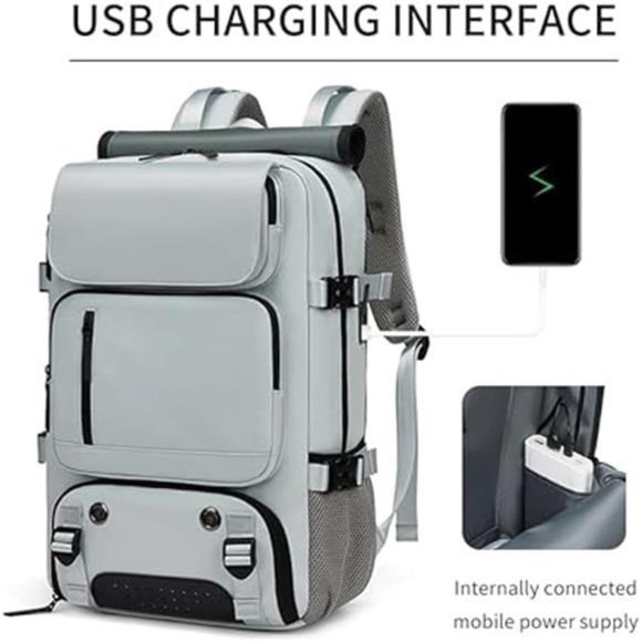 Women\'s Backpack Waterproof Laptop Backpack with Shoe Bag, Gray, 16 inch main image 6